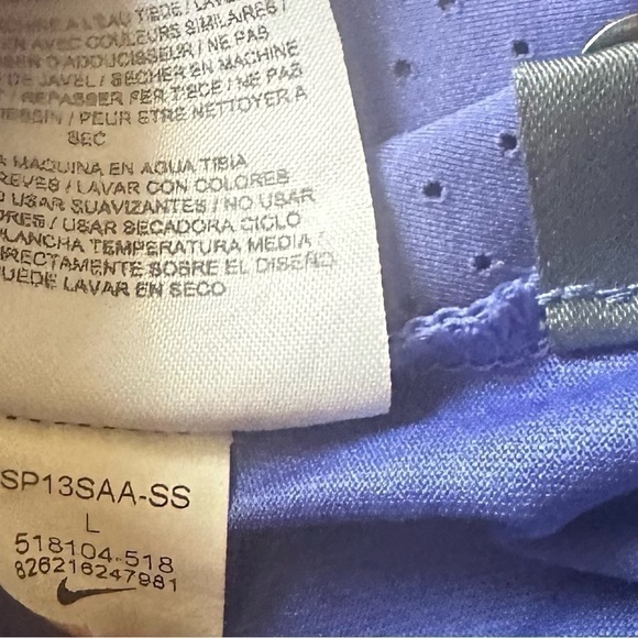 Nike Tiger Woods Collection Golf Polo Shirt Dri-Fit SS Purple Blue Striped Large - Picture 6 of 6